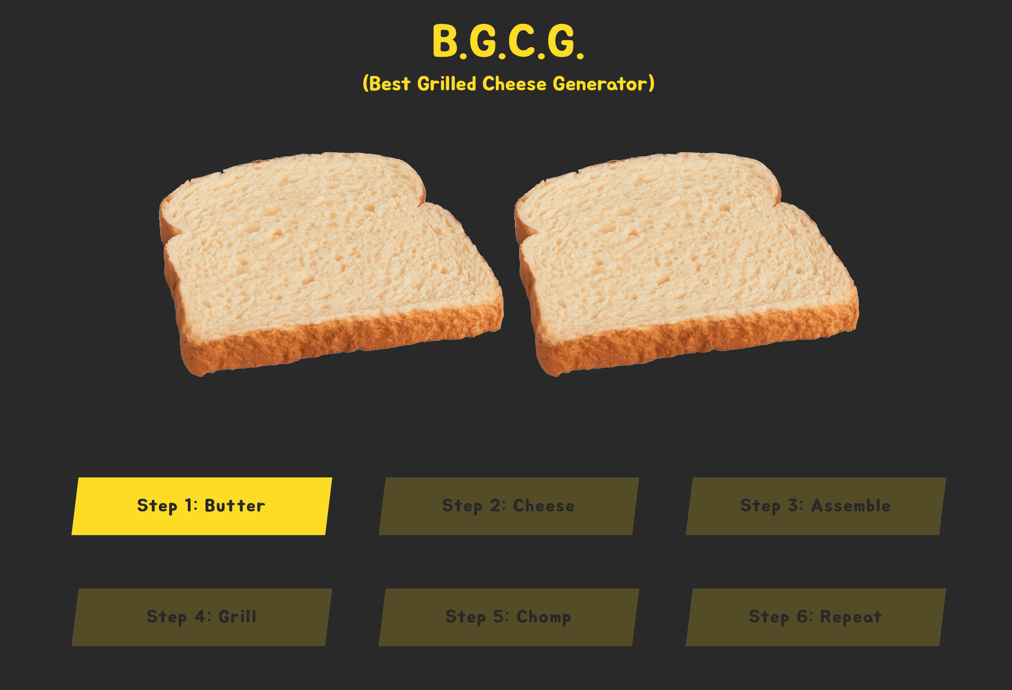 Screenshot of Best Grilled Cheese Generator